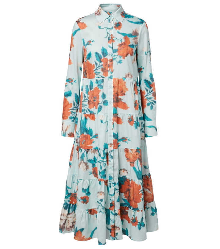 Photo: Erdem Floral tiered cotton shirt dress