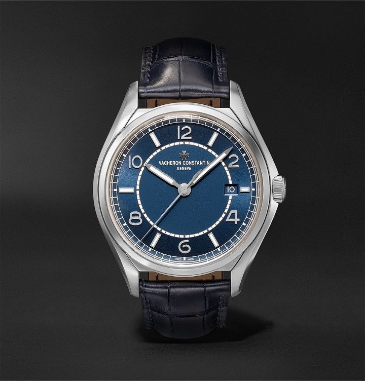 Photo: Vacheron Constantin - Fiftysix Automatic 40mm Stainless Steel and Alligator Watch - Blue