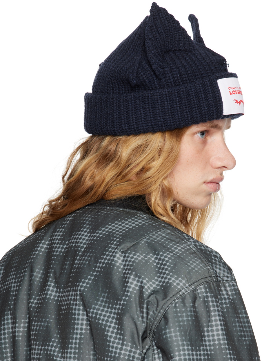 Charles Jeffrey LOVERBOY Navy Chunky Ears Beanie Charles Jeffrey