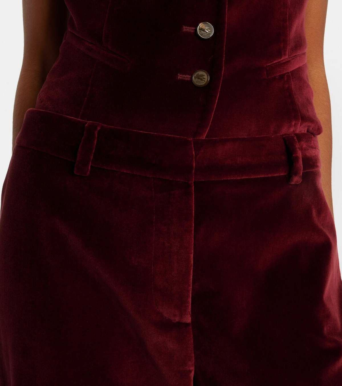 Etro Mid-rise cotton velvet flared pants