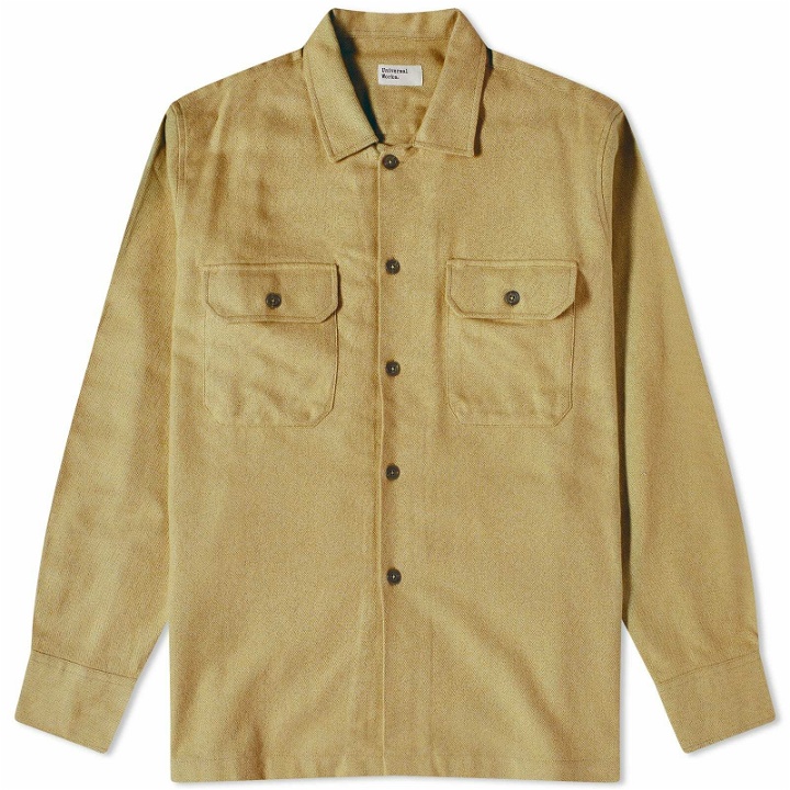 Photo: Universal Works Men's Soft Flannel Utility Overshirt in Olive
