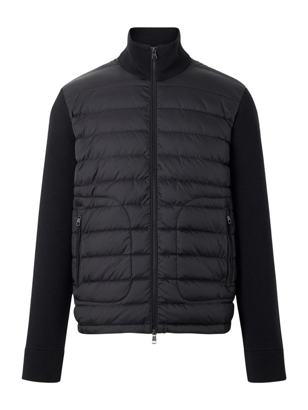 Photo: Moncler - Wool and Quilted Shell Zip-Up Cardigan - Black