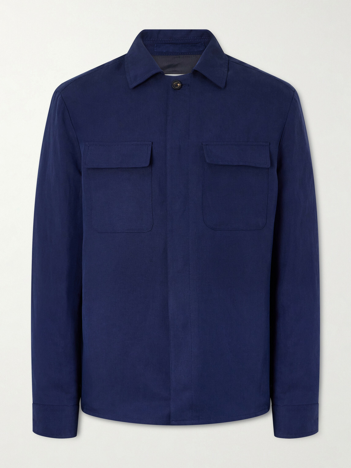 Eleventy - Lyocell and Linen-Blend Shirt - Blue