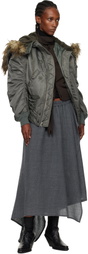 Junya Watanabe Khaki Faux-Fur Hood Bomber Jacket