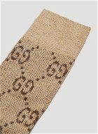 Metallic Interlocking G Motif Calf Socks in Brown