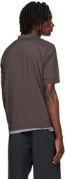 AMOMENTO Brown Mock Neck Zip T-shirt