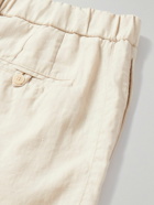 Frescobol Carioca - Oscar Tapered Herringbone Linen and Cotton-Blend Drawstring Trousers - Neutrals