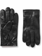 NN07 - Eleven 9150 Ribbed Knit-Trimmed Leather Gloves - Black