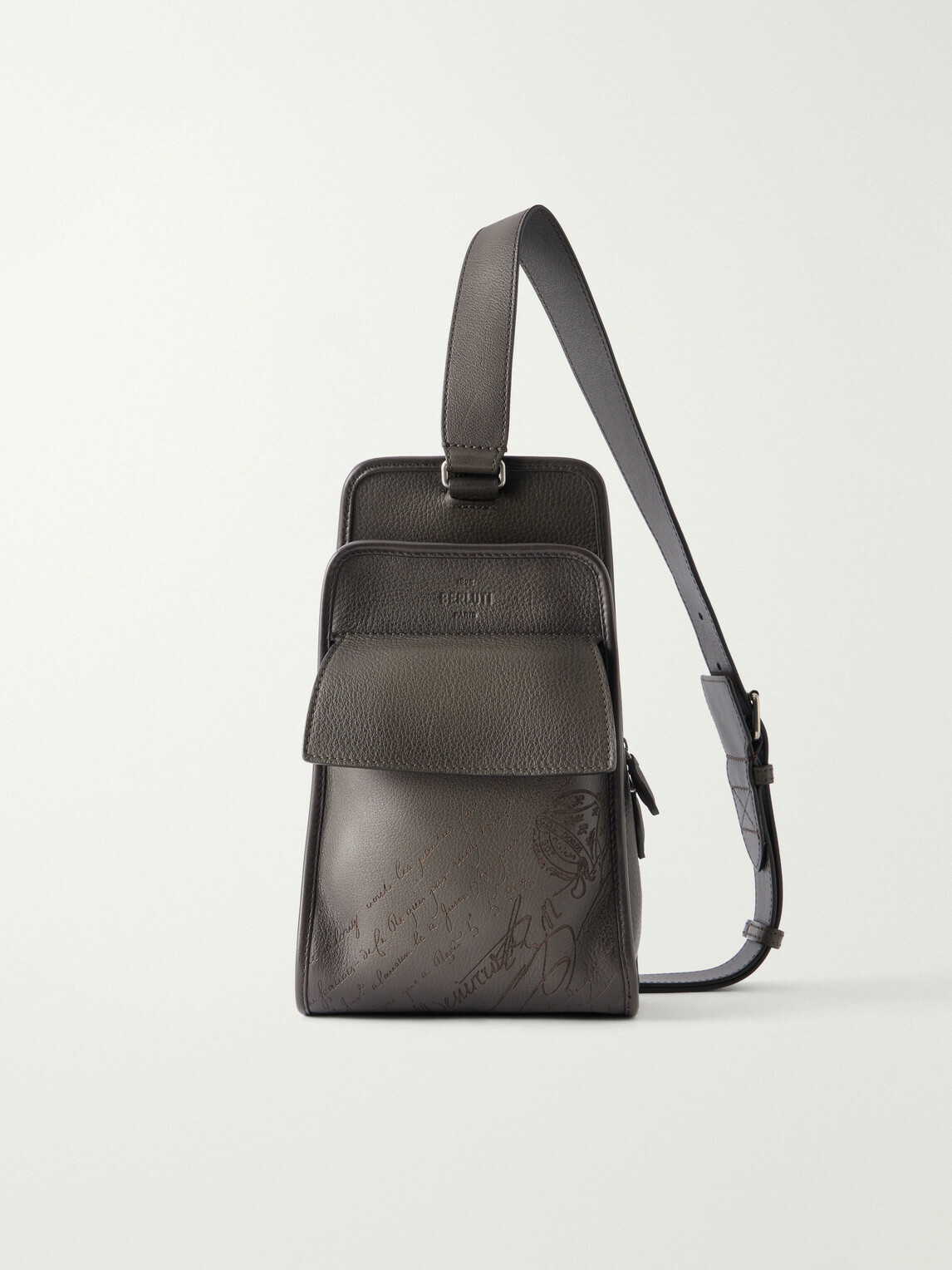 Berluti - Périple Logo-Debossed Scritto Full-Grain Leather Pouch - Gray