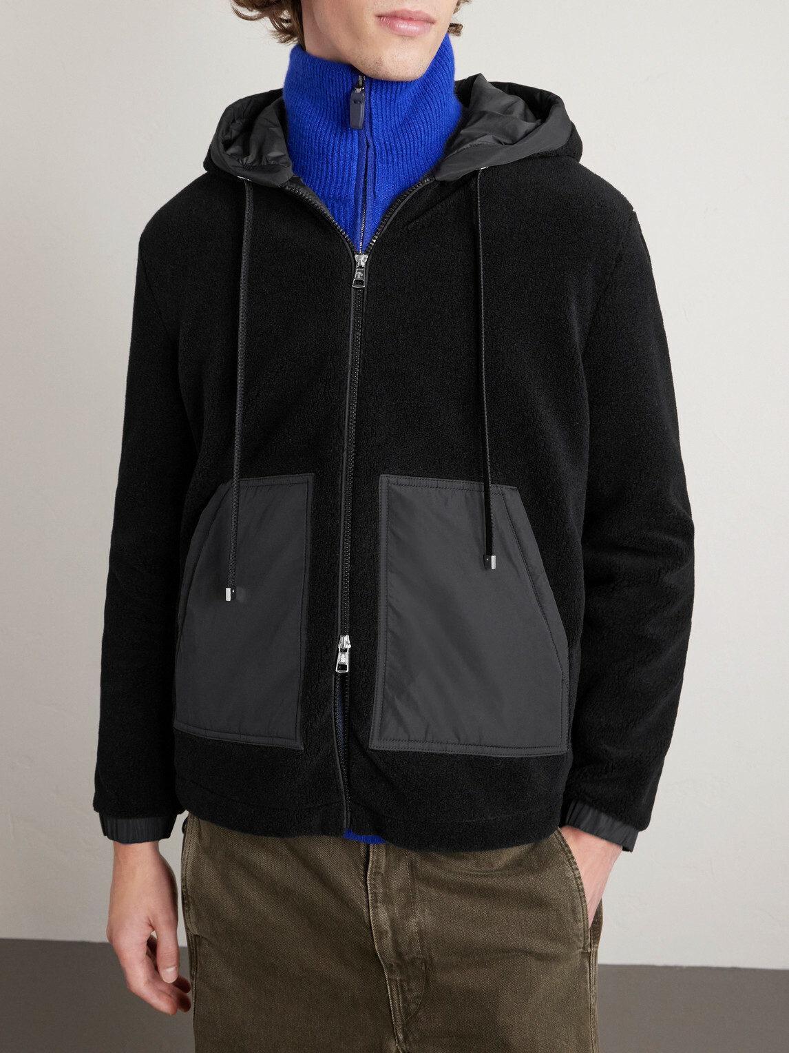 Moncler - Teddy Fleece Zip-Up Hoodie - Black