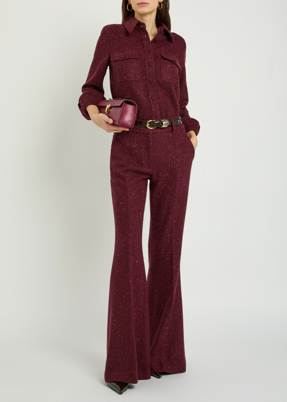 Gabriela Hearst Rhein Speckled Wool-blend Trousers Bordeaux