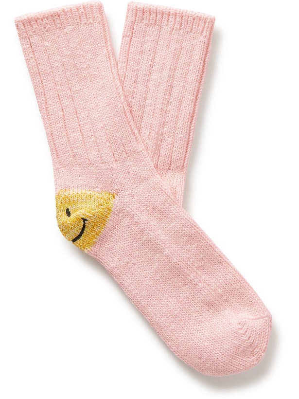 Photo: KAPITAL - Intarsia Cotton-Blend Socks - Pink