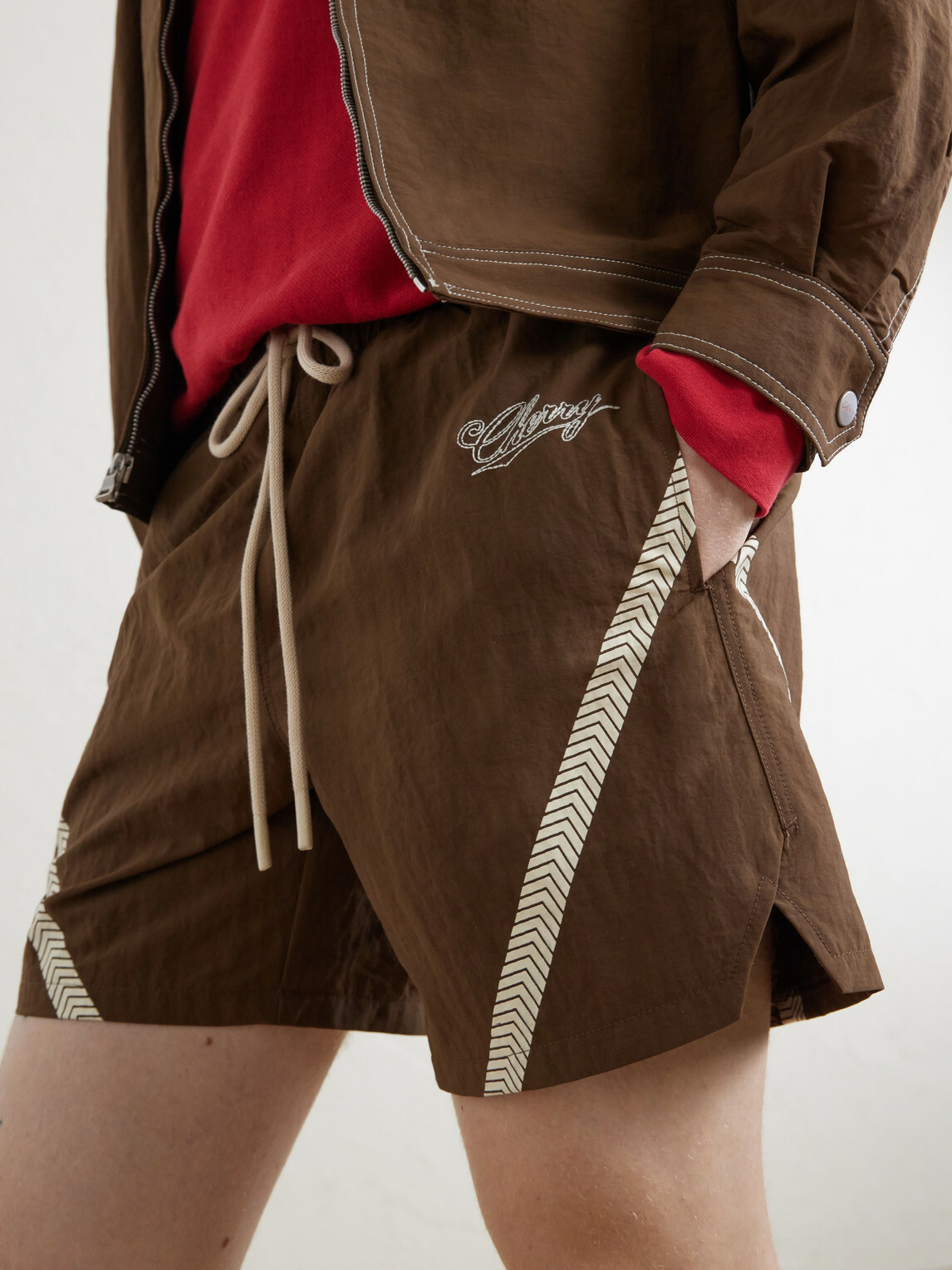 Cherry Los Angeles - Straight-Leg Logo-Print Woven Shorts - Brown