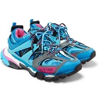 Balenciaga - Track Leather, Mesh and Rubber Sneakers - Men - Blue