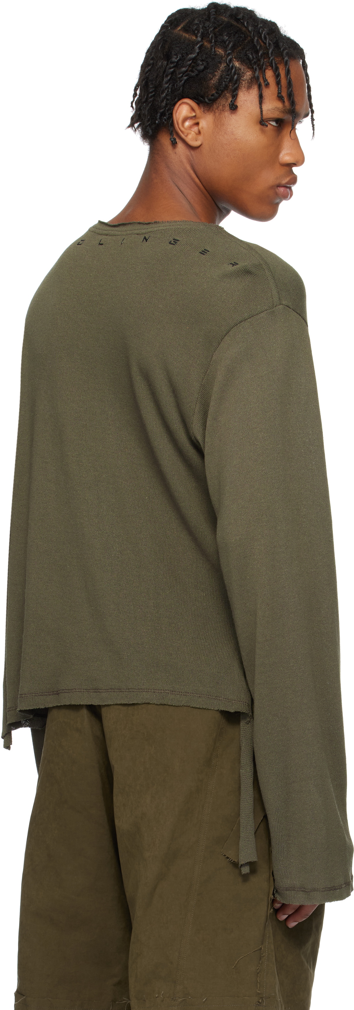 Ottolinger Green Deconstructed Linen Longsleeve T-shirt