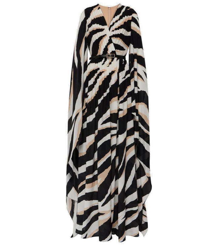 Photo: Elie Saab Caped zebra-print silk gown