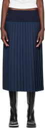 Stefan Cooke Navy Match Midi Skirt