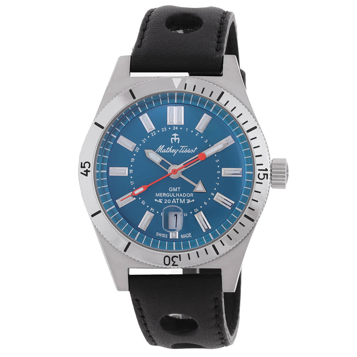 Mathey-Tissot Mergulhador GMT Quartz Blue Dial Mens Watch MRGABU
