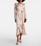 Alessandra Rich Bow-detail floral silk satin midi dress