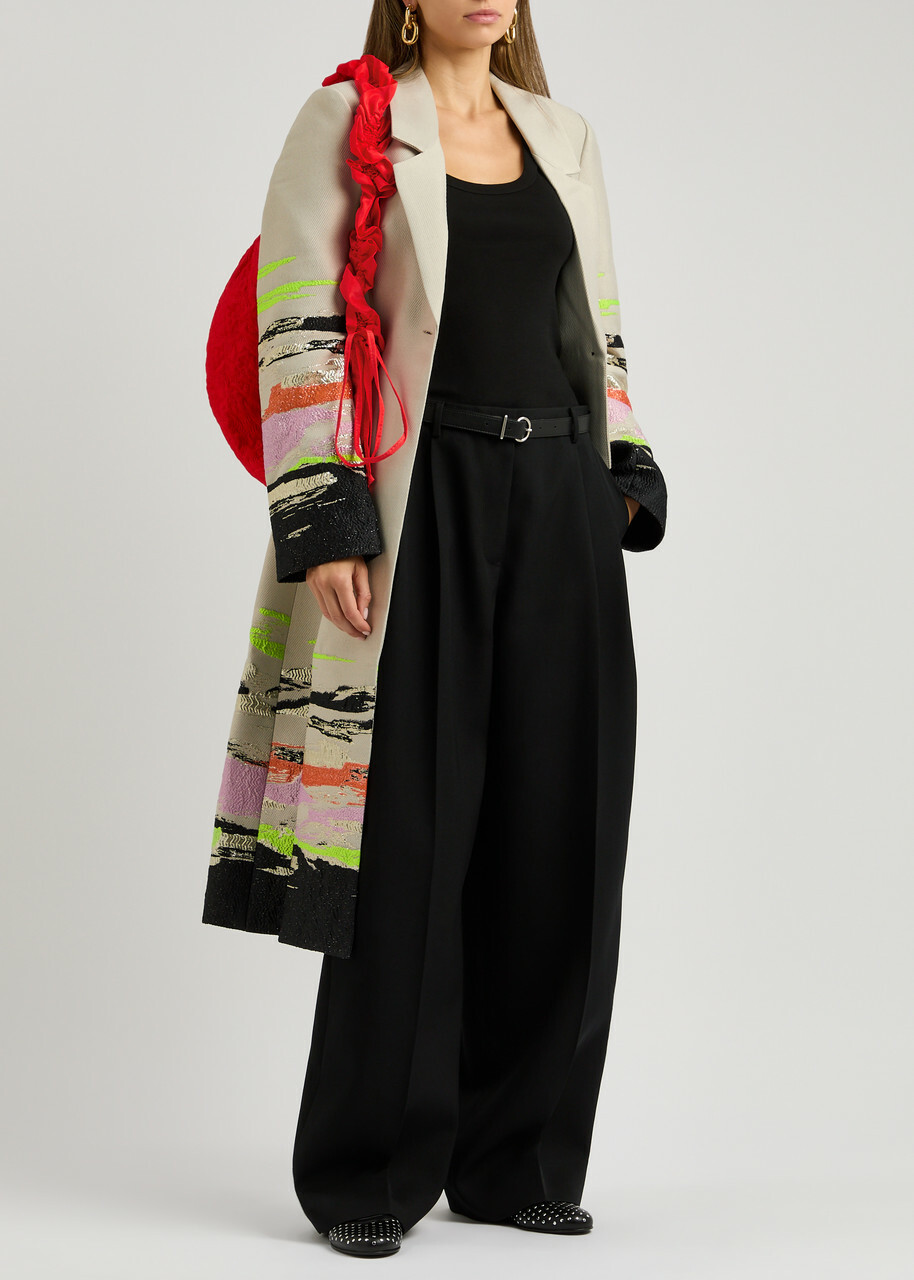 Stine Goya Aneta Metallic-jacquard Twill Coat Grey