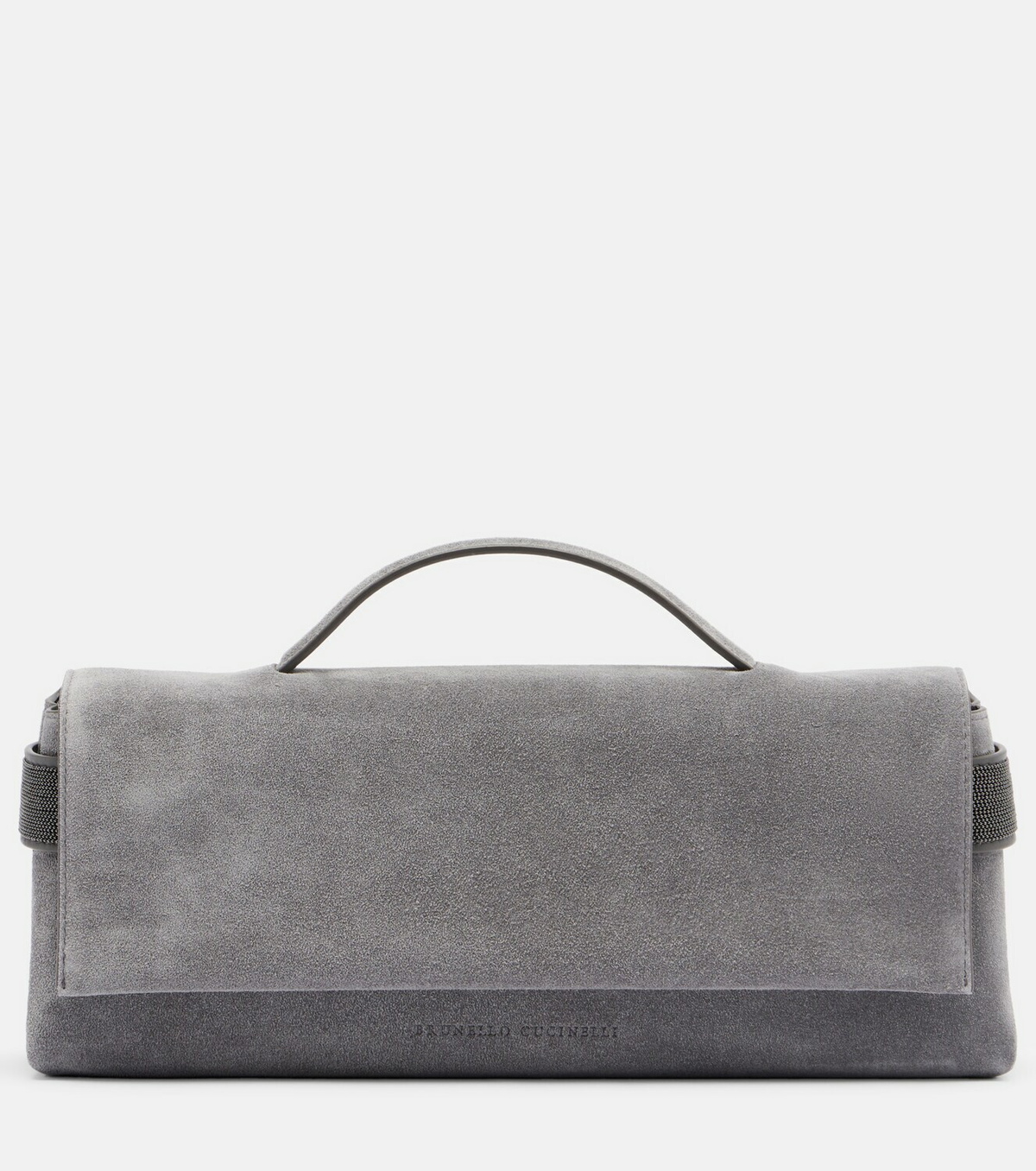 Brunello Cucinelli Monili Small embellished suede top-handle bag