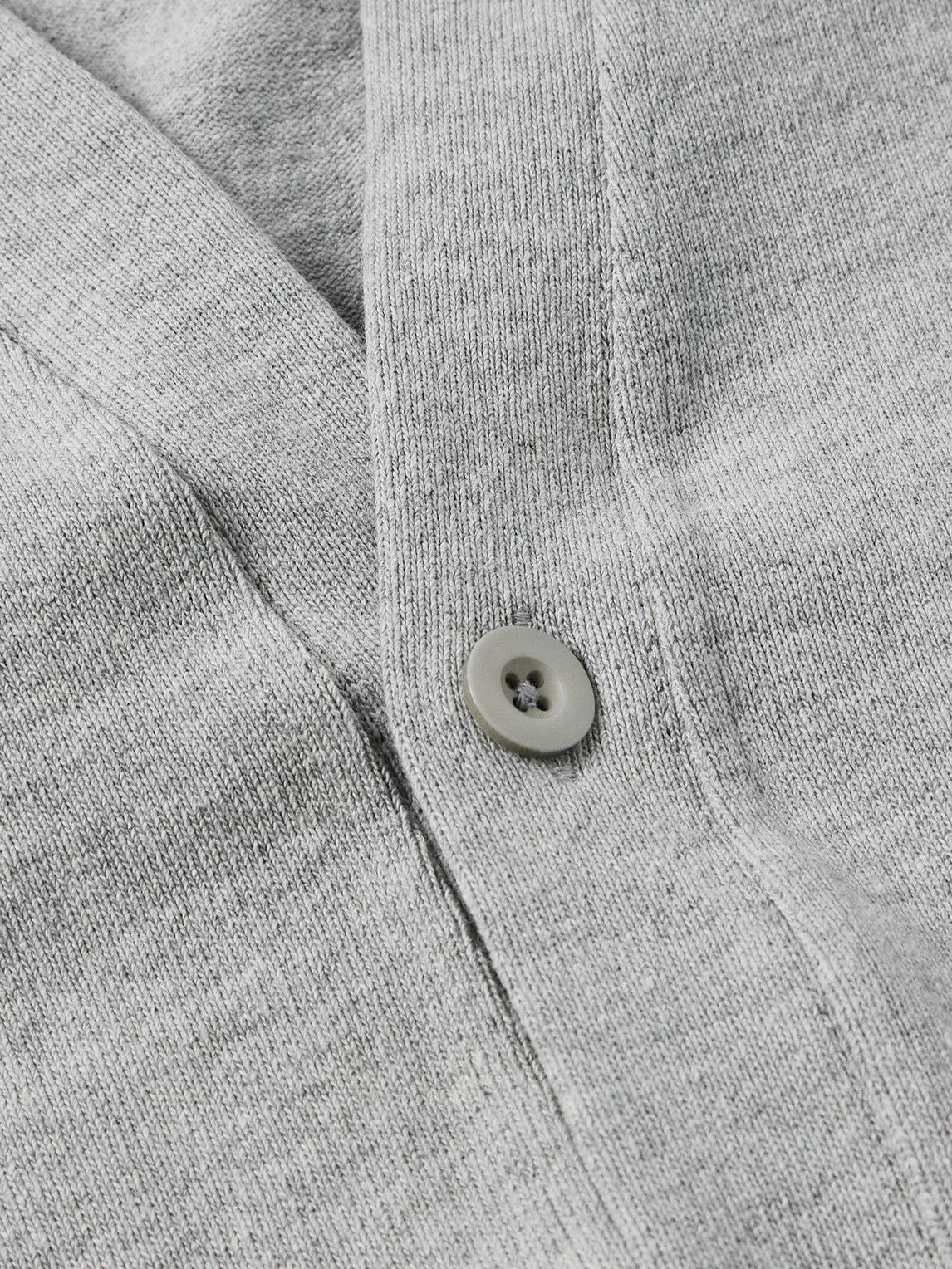 Noah - Rugby Logo-Embroidered Cotton-Jersey Cardigan - Gray Noah NYC