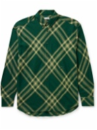 Burberry - Oversized Button-Down Collar Checked Wool-Flannel Shirt - Green