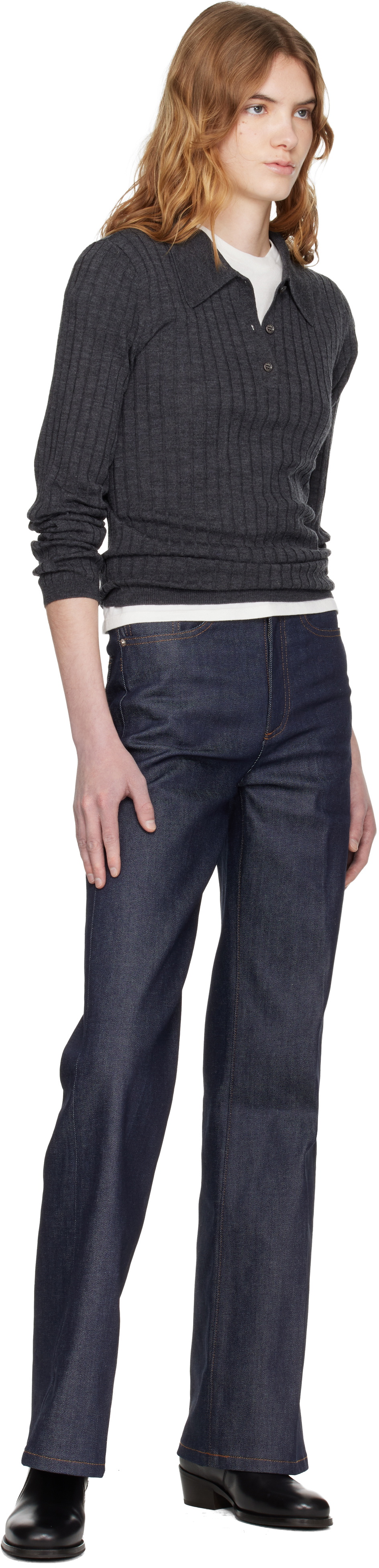 A.P.C. Gray Wool Polo