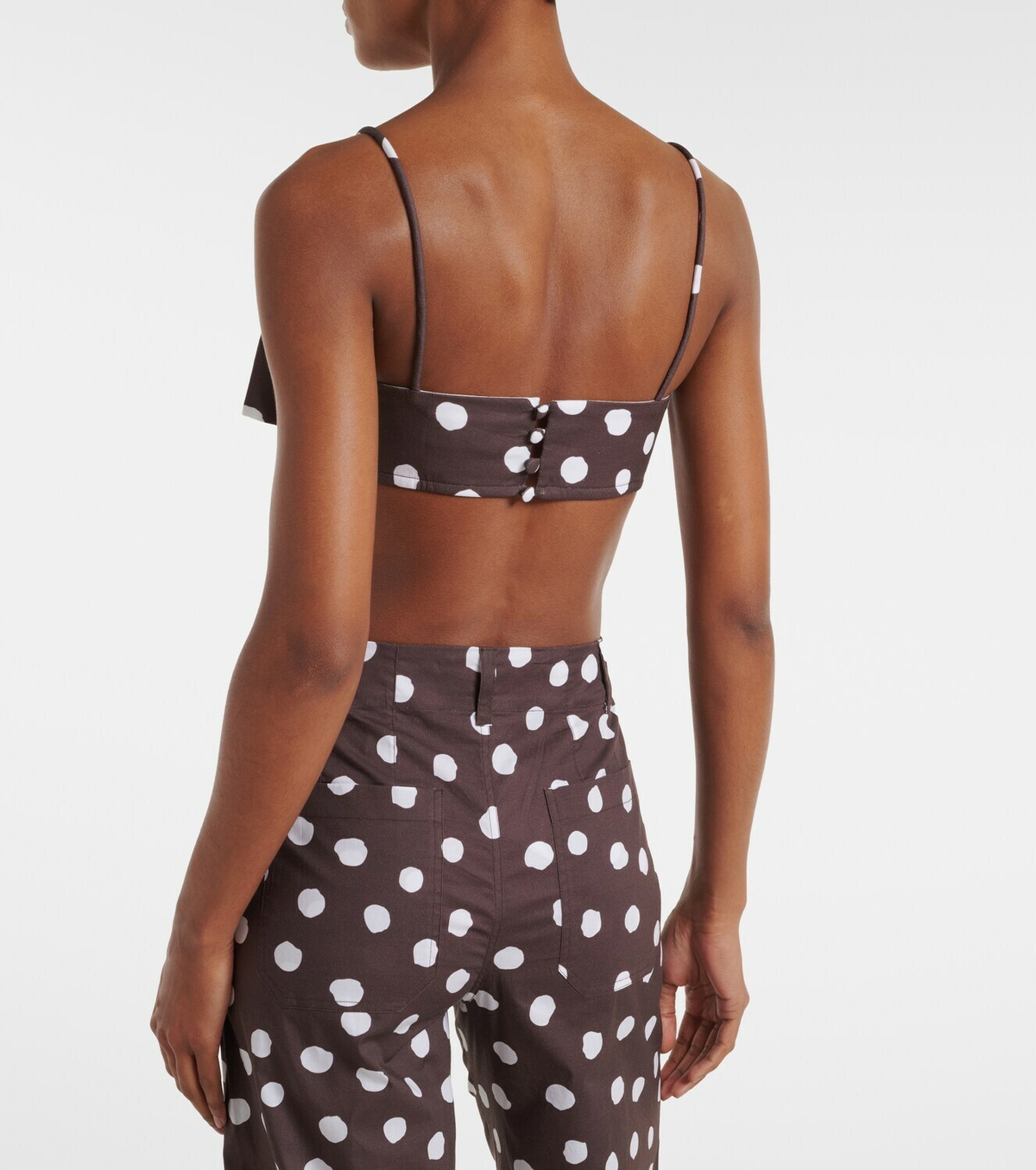 Adriana Degreas Bow-detail polka-dot cotton-blend bandeau top