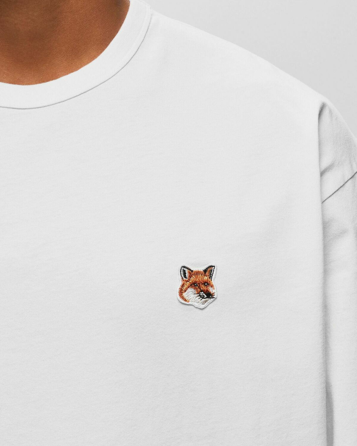 Maison Kitsune Fox Head Patch Regular Long Sleeved Tee White