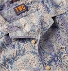 The Workers Club - Camp-Collar Printed Cotton Shirt - Blue