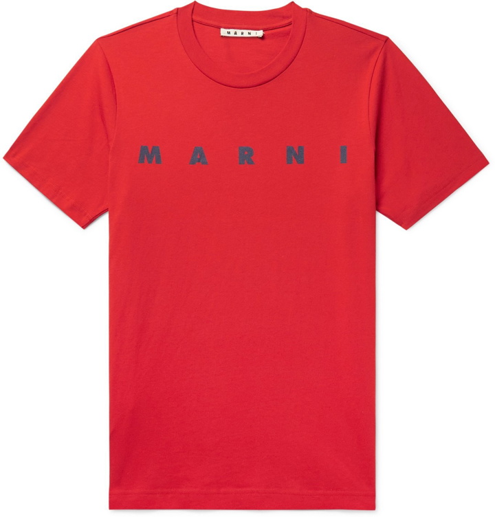 Photo: MARNI - Logo-Print Cotton-Jersey T-Shirt - Red