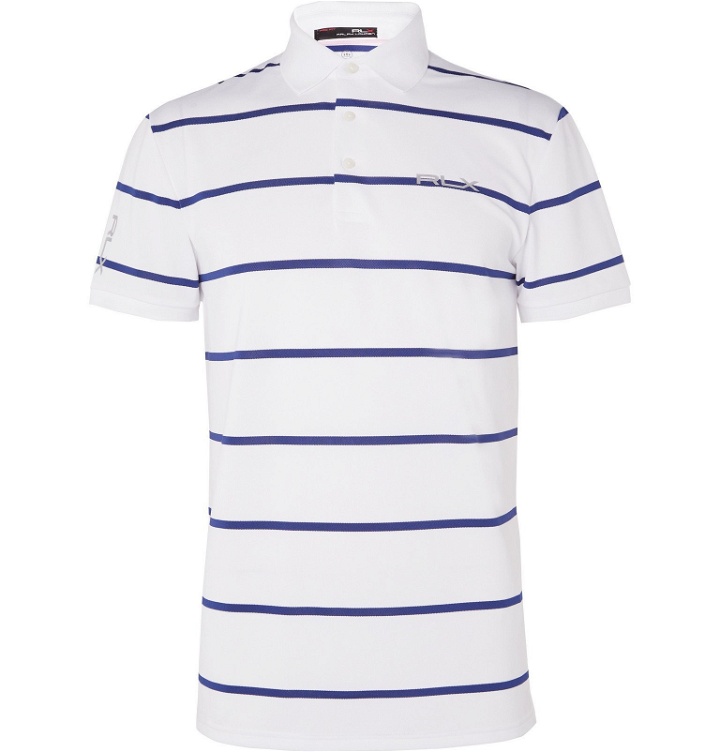 Photo: RLX Ralph Lauren - Striped Stretch-Piqué Golf Polo Shirt - White