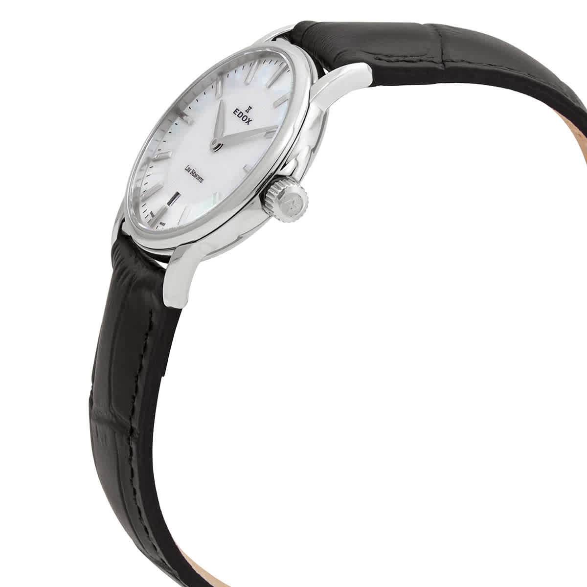 Edox Les Bemonts Mother of Pearl Dial Black Leather Ladies Watch 57001 3 NAIN