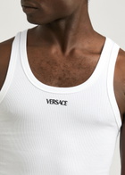 Versace Logo-embroidered Stretch-cotton Vest White And Black