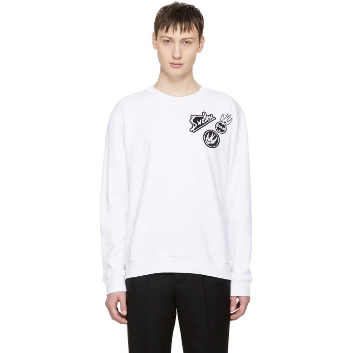 Photo: McQ Alexander McQueen White Skater Swallow Badge Sweatshirt 