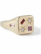 Seb Brown - Tablet Recycled Gold, Diamond, Sapphire and Synthetic Ruby Signet Ring - Gold