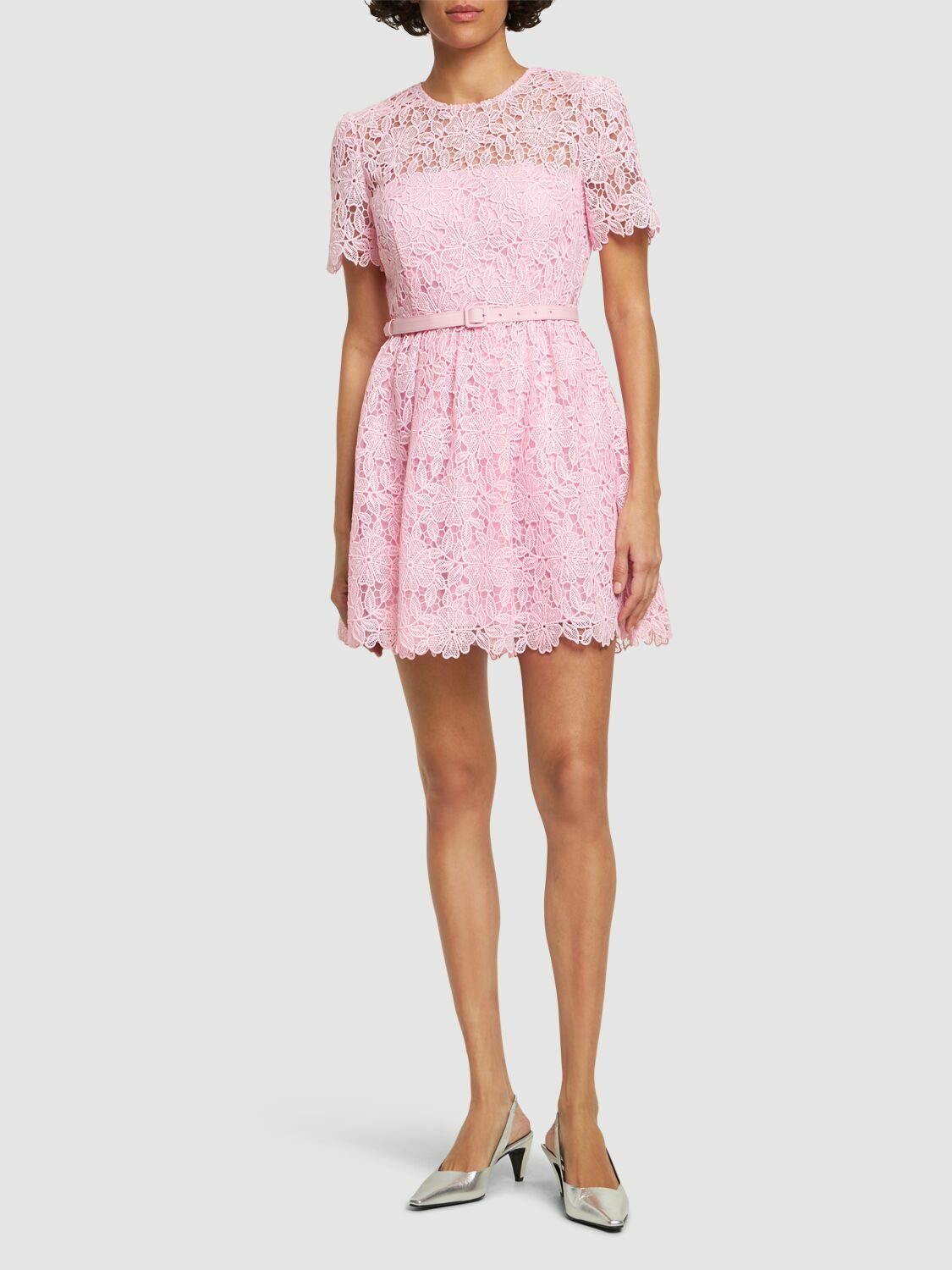 SELF-PORTRAIT - Short Sleeve Lace Mini Dress Self-Portrait