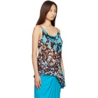 Dries Van Noten Blue & Brown Viscose Slip Top