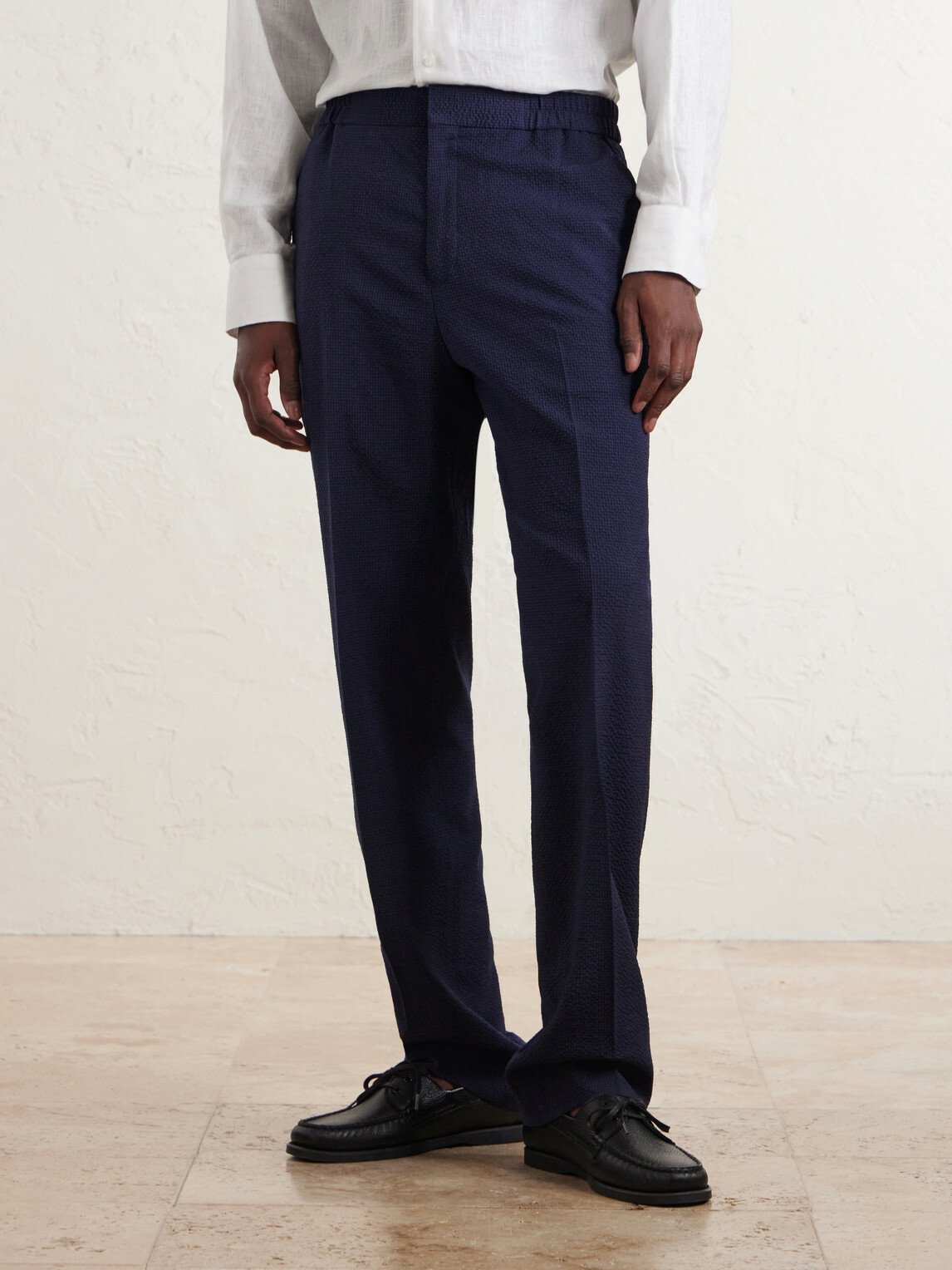 Paul Smith - Straight-Leg Wool-Blend Seersucker Suit Trousers - Blue