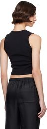 LESET Black Pointelle Sleeveless Crew Tank Top