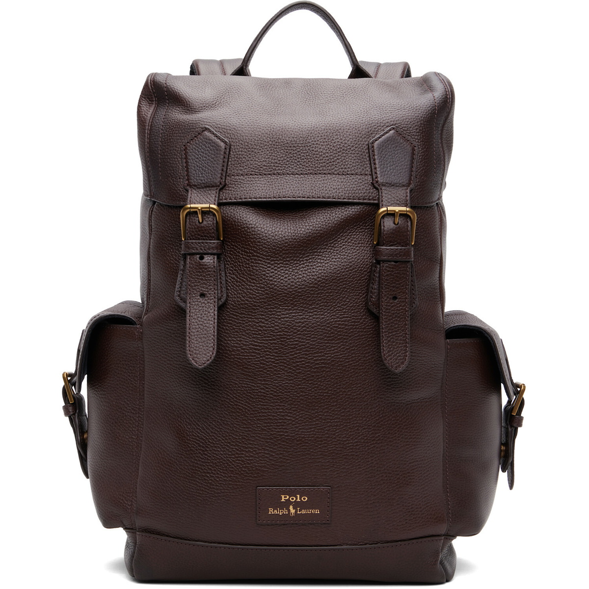 Polo Ralph Lauren Brown Pebbled Leather Backpack
