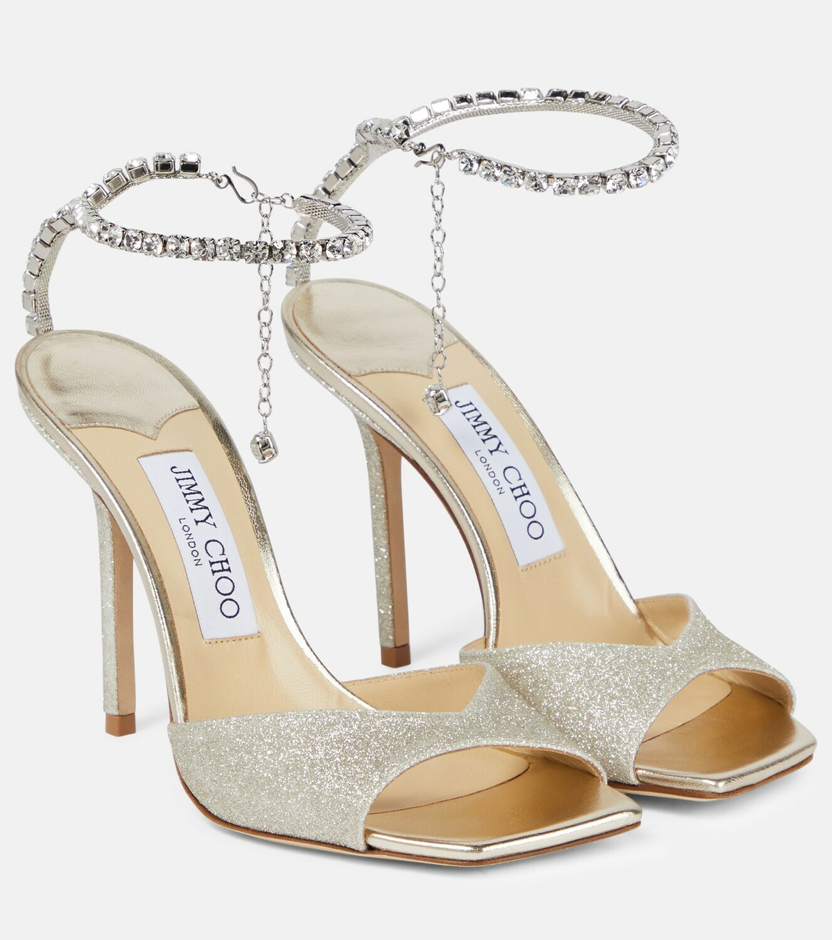 Jimmy Choo, Glitter fabric platform sandals. - Unique Designer Pieces