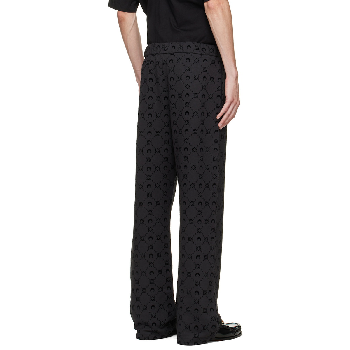 Marine Serre Black Moonogram Flocked Fleece Sweatpants