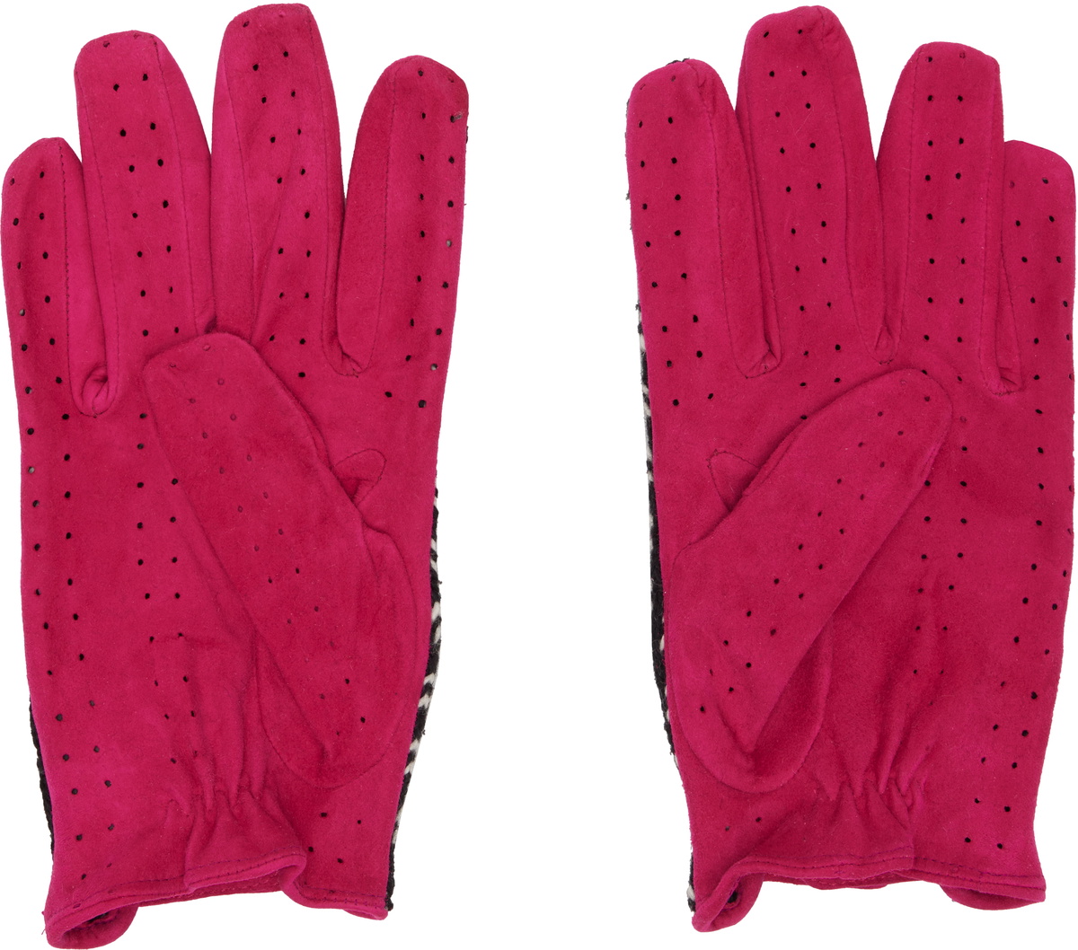 Julie Kegels Pink & Black Leather Gloves