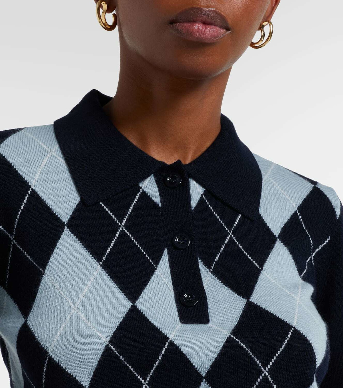 Frame Argyle wool-blend polo sweater