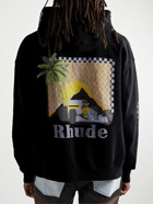 Rhude - Moonlight Tropics Logo-Print Cotton-Jersey Hoodie - Black