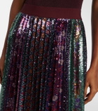 La DoubleJ Accordian pleated sequined midi skirt