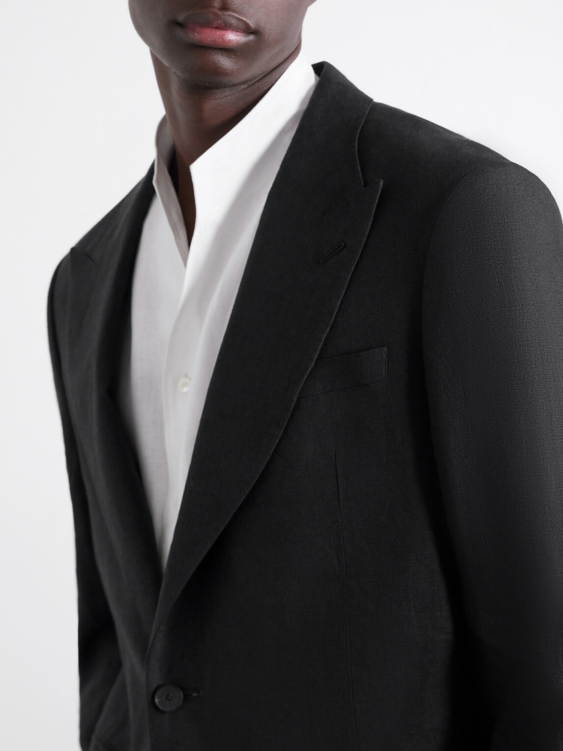 Mr P. - Slim-Fit Linen Tuxedo Jacket - Black