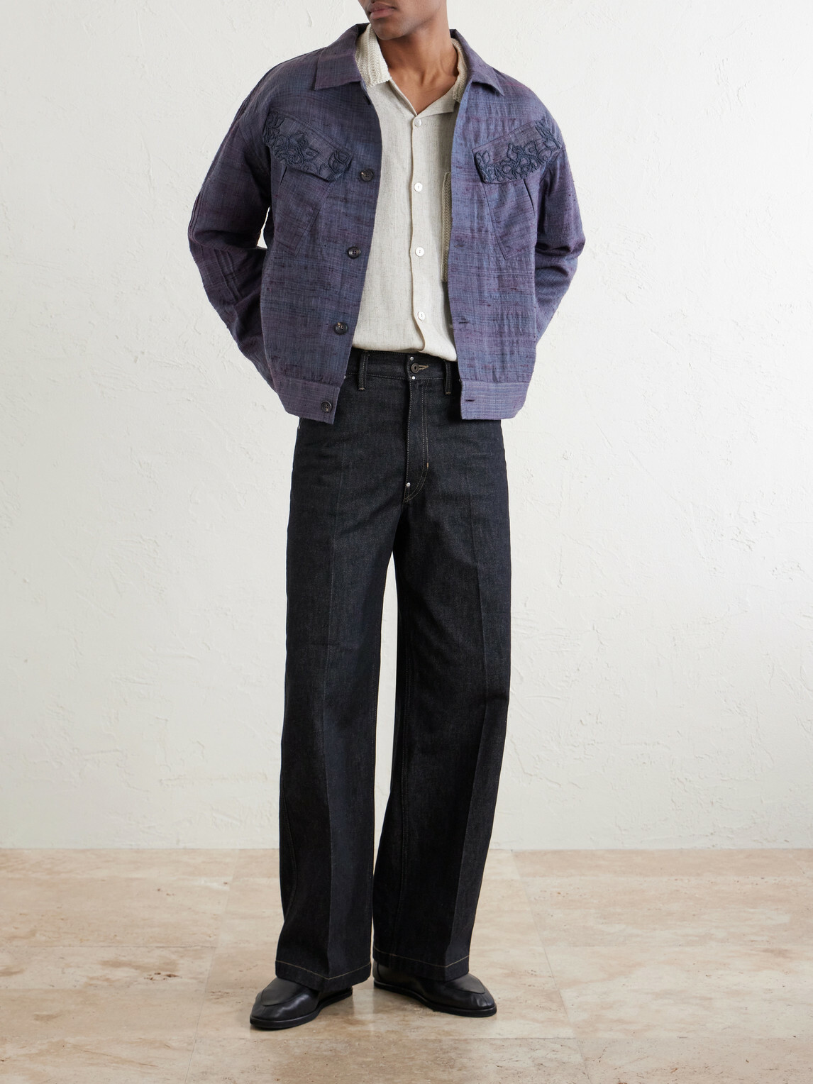 Kartik Research - Crochet-Trimmed Ramie and Cotton-Blend Shirt - Neutrals